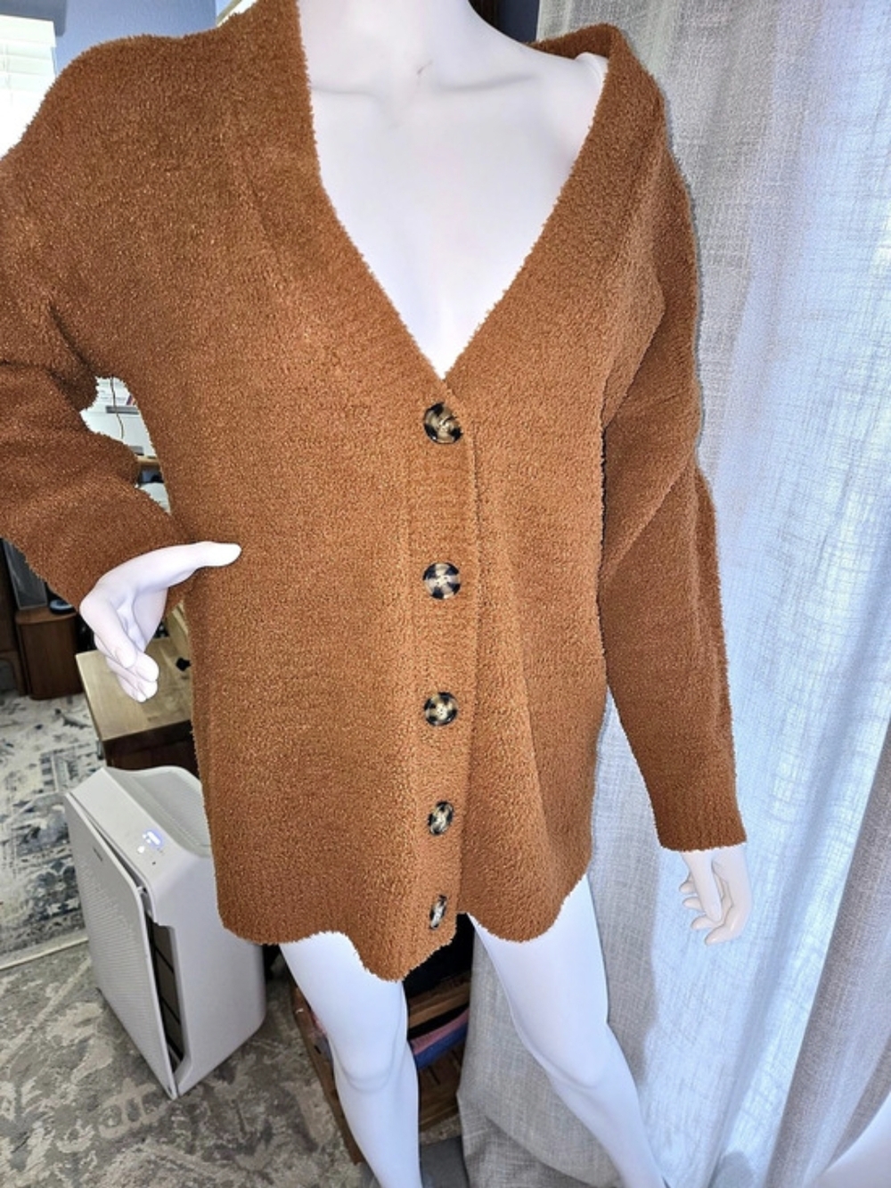 Brown Button-Front Cardigan Like New